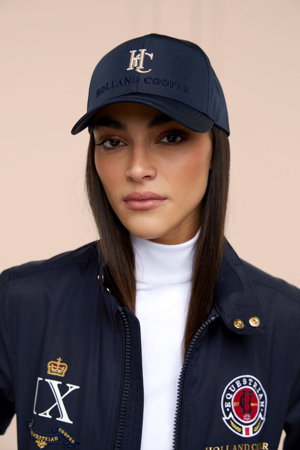 Burghley Equestrian Cap Ink Navy Monogram