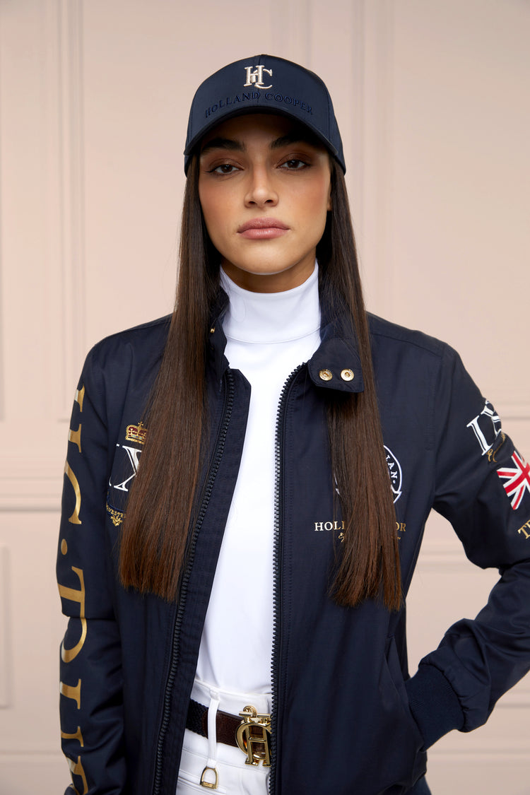 Burghley Equestrian Cap Ink Navy Monogram